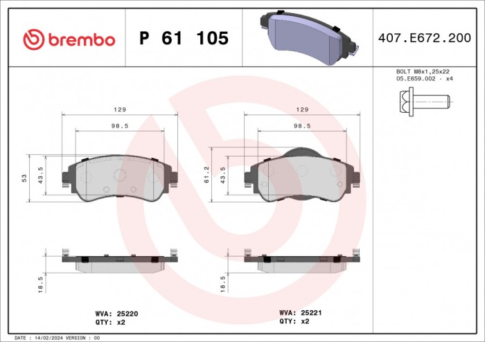 BREMBO P 61 105 PRIME LINE set placute frana,frana disc