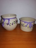 Pereche Vaza ceramica snur fundita flori mov Gabriel Sweden Stengods Suedia