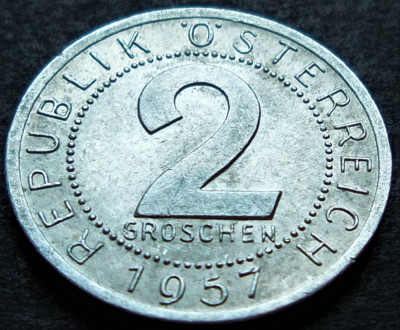 Moneda istorica 2 GROSCHEN - AUSTRIA, anul 1957 * cod 2306 B foto