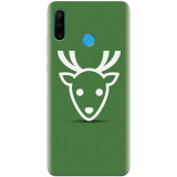 Husa silicon pentru Huawei P30 Lite, Minimal Reindeer Illustration Green