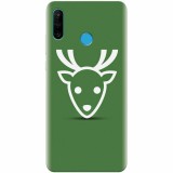 Husa silicon pentru Huawei P30 Lite, Minimal Reindeer Illustration Green