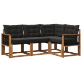 vidaXL Set de canapele de exterior cu pernă 4 pcs Natural și Negru 3381920