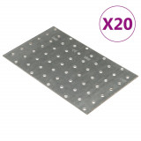 VidaXL Plăci perforate, 20 buc., 2 mm, 200x120 mm, oțel galvanizat