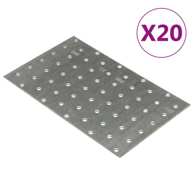 vidaXL Plăci perforate, 20 buc., 2 mm, 200x120 mm, oțel galvanizat foto