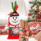 Suport pentru sticle de Crăciun cu panglică - om de zăpadă - poliester - 32 x 12,5 cm