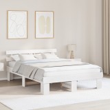 vidaXL Cadru de pat cu tăblie alb 160x200 cm Lemn masiv de pin