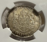 200 Lei 1942 Argint, Romania, NGC MS62