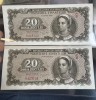 2x 20 lei 1950 consecutive necirculate