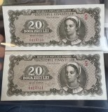 2x 20 lei 1950 consecutive necirculate