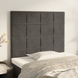 vidaXL Tăblii de pat, 2 buc, gri &icirc;nchis, 90x5x78/88 cm, catifea