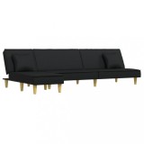 Canapea extensibila in forma de L negru 255x140x70 cm textil