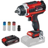 Einhell IMPAXXO 18/450 PXC - Masina de insurubat cu impact patrat 1/2 inch 400 Nm accesorii + Acumulator Li-Ion 18 V 2.5 Ah