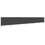 vidaXL Paravan anti-v&acirc;nt cu 6 panouri, gri, 800 x 80 cm, textil
