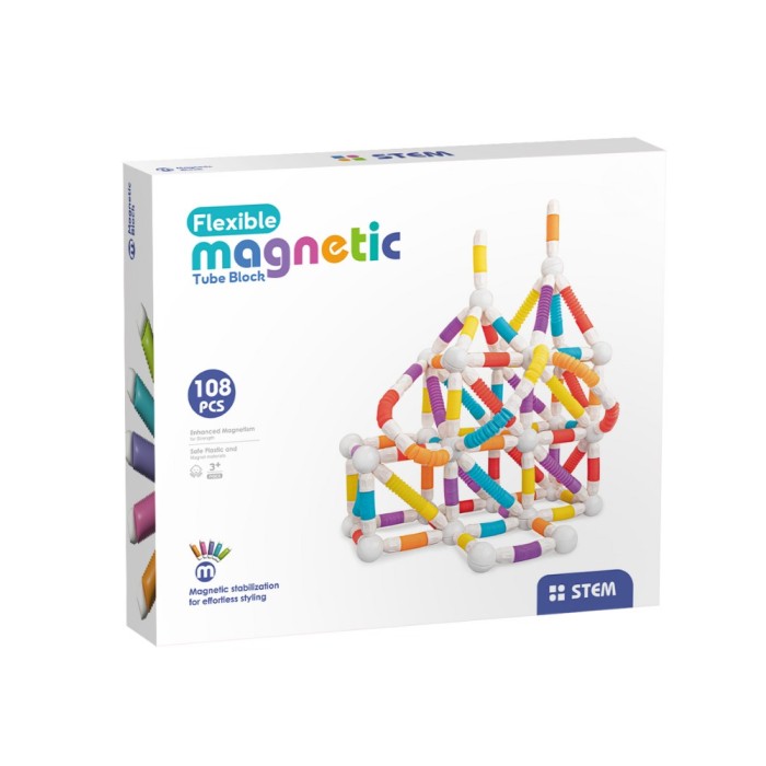Set de constructie STEM magnetic - Tuburi flexibile (108 piese) PlayLearn Toys
