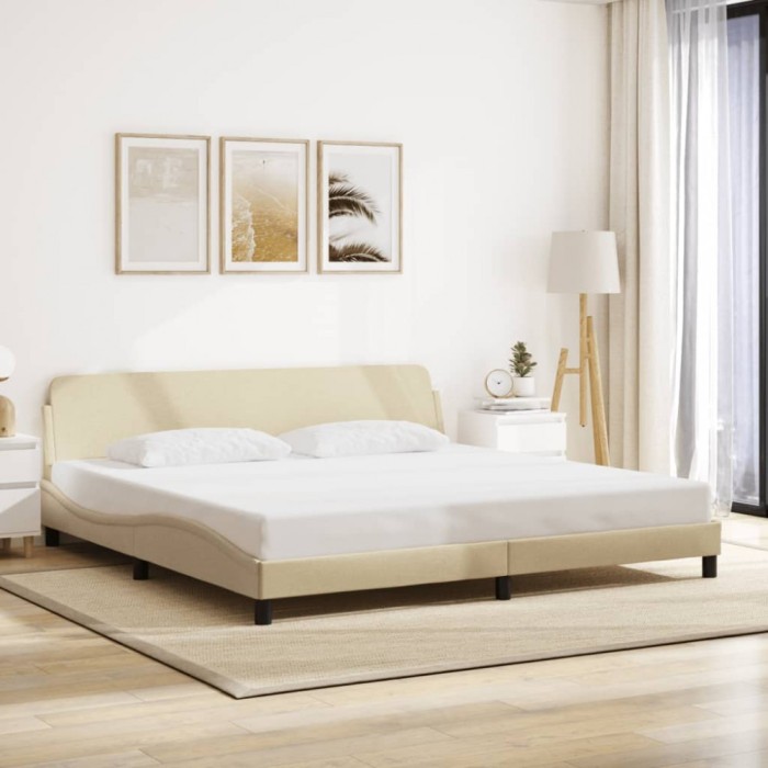 vidaXL Cadru de pat, Dover, crem, 200x200 cm, textil 373250