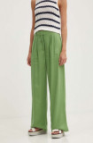 Abercrombie &amp; Fitch pantaloni din in culoarea verde, lat, high waist