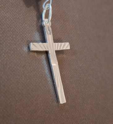 Cruce din argint 925 cu raze solare fin gravate - 3.5 cm foto