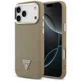 Husa MagSafe pentru Apple iPhone 17 Pro Max, Guess, Grained Triangle Logo, Maro