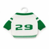 Pulover Tricotat pentru C&acirc;ini Mici, Model Sport, Alb-Verde