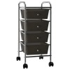 Carucior Depozitare Mobil 4 Sertare Gossi, Plastic Negru, Roti 360&deg;, 32x36.5x76cm