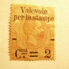 Timbru de pachete postale -Val.2Cpe50C brun roscat Italia 1890 ,fara guma