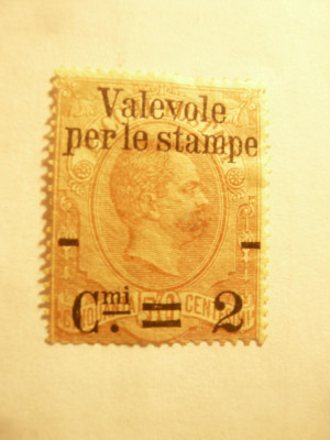 Timbru de pachete postale -Val.2Cpe50C brun roscat Italia 1890 ,fara guma foto