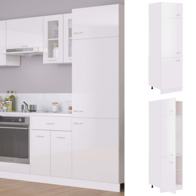 vidaXL Dulap frigider, alb extralucios, 60x57x207 cm, lemn prelucrat foto