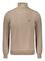 Pulover cu guler inalt barba?i, cu logo brodat, Regular fit, bej (Marime: 3XL) foto