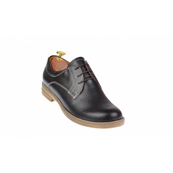 Pantofi dama casual din piele naturala maro box - P102MBOX