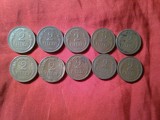 10 Monede Ungaria 2 filler perioada N.Horthy, bronz , cal.buna si f.buna