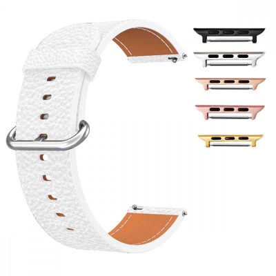 Curea piele, compatibila Apple Watch 10, 46mm,Size S, Alb foto