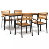 Cumpara ieftin Set mobilier de grădină, 5 piese, lemn masiv de acacia și metal