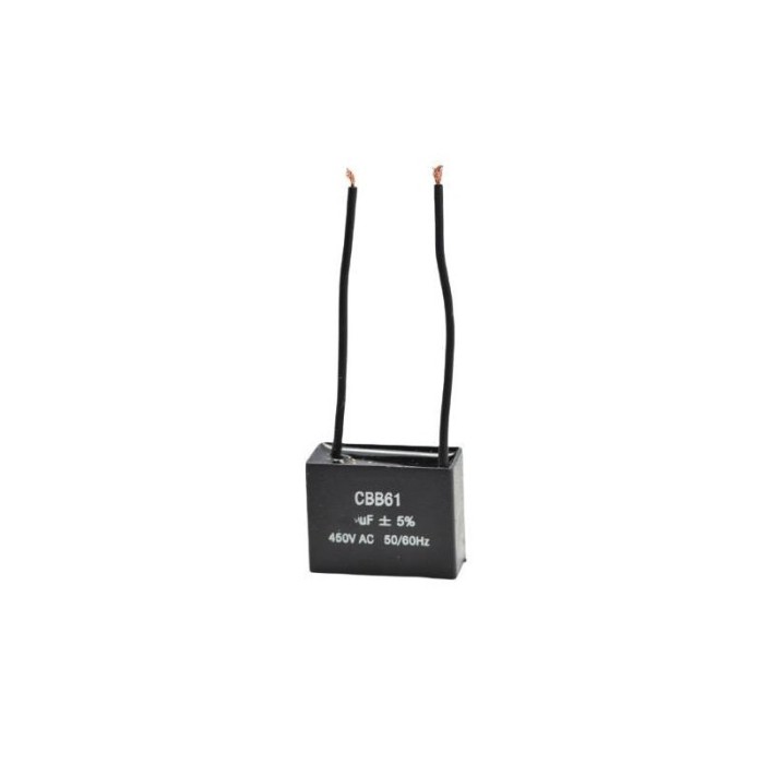 Condensator Pornire Motor cu Fire elSales ELS-CBB61-F205, 2,5 uf, Tensiune 450 V, Dimensiuni Reduse, Negru