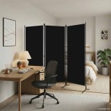 vidaXL Paravan de cameră cu 3 panouri, negru, 260 x 180 cm, textil 320734