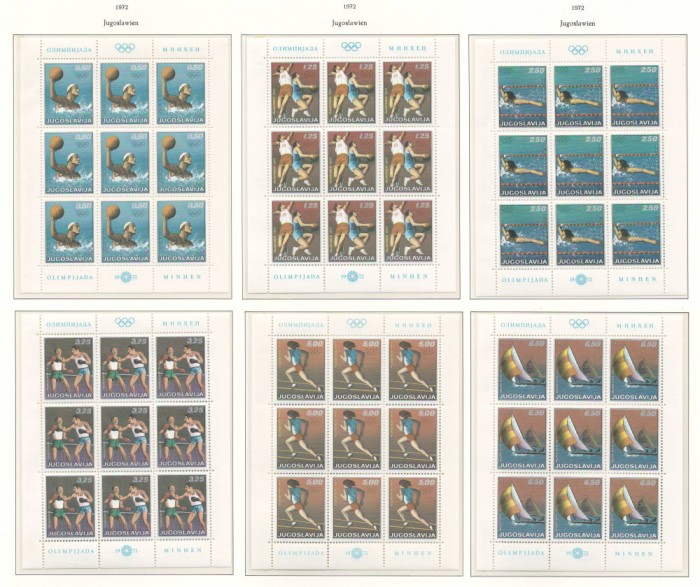 Iugoslavia 1972 Mi 1451/56 klb MNH - Jocurile Olimpice vara, Munchen