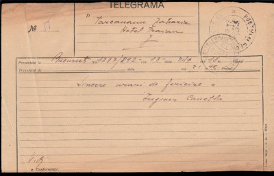 1926 Romania, Telegrama trimisa Bucuresti la Iasi Hotel Traian destinatar armean foto