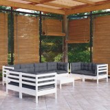 Gossi set mobilier de gradina cu perne, 9 piese, lemn masiv de pin