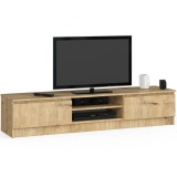 Comoda TV cu 2 usi si rafturi centrale, PAL laminat, 160x40x33 cm, stejar artisan Household NewTrend