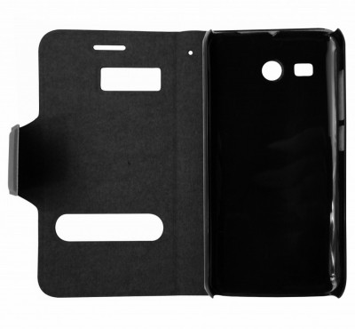 Husa tip carte cu stand neagra (cu decupaje frontale) pentru Huawei Ascend Y511 foto