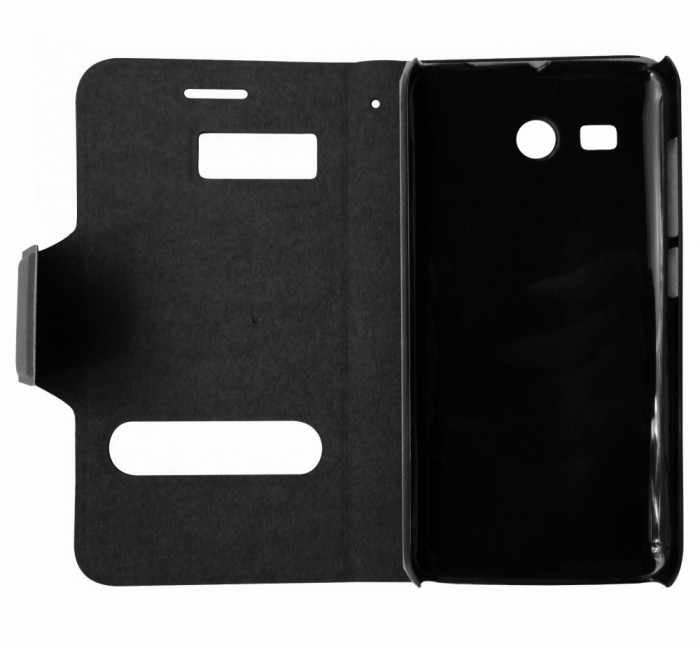 Husa tip carte cu stand neagra (cu decupaje frontale) pentru Huawei Ascend Y511