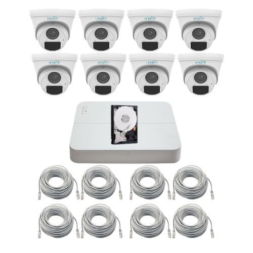 Sistem supraveghere IP Uniarch, 8 camere de interior 4MP 2K, Infrarosu 30m, Microfon, Slot card SD, Microfon, NVR 8 canale, HDD 500GB, Accesorii monta