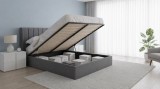 Pat Tossino 160x200 cm Lada Depozitare Tapitat Catifea Gri Somiera Inclusa ( COD L17-19)