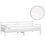 Cumpara ieftin Pat de zi cu saltea, alb, 90x200 cm, lemn masiv de pin