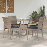 vidaXL Scaune de grădină cu pernă 4 pcs Gri și albastru marin 42025888