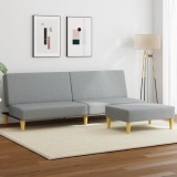 VidaXL Canapea extensibilă cu taburet, 2 locuri, gri deschis, textil