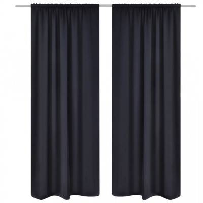 2 Perdele negre opace cu rejansă 135 x 245 cm foto