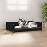 Cumpara ieftin Pat pentru c&acirc;ini, negru, 105,5x75,5x28 cm, lemn masiv de pin