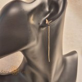 Cumpara ieftin Cercei placati cu aur , model fir prin ureche, decor fluturas