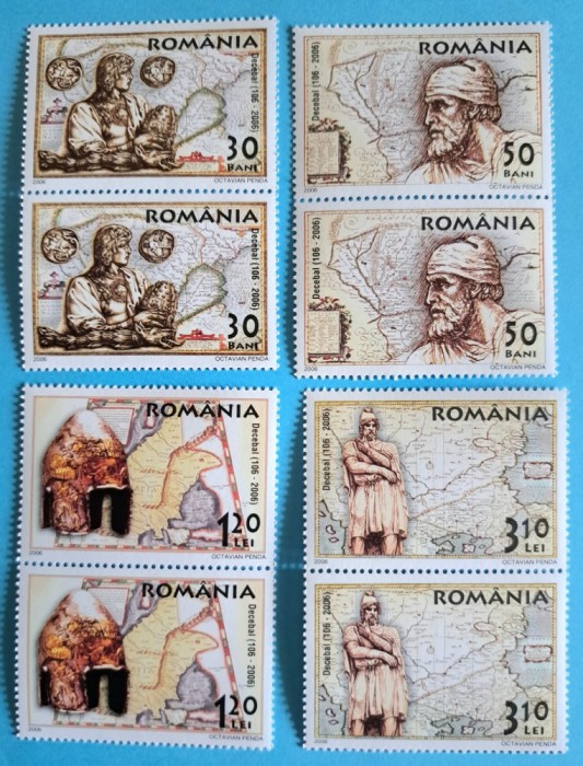 TIMBRE ROM&Acirc;NIA LP1730/2006 ZIUA MĂRCII -DECEBAL (106-2006) Serie &icirc;n pereche MNH