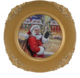 Platou Waving Santa, &Oslash;33 cm, polipropilena, auriu, Excellent Houseware